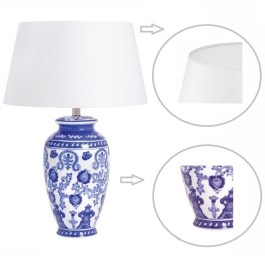 Lampa ceramiczna niebieska  HANOI na komodę abażur stożek 45cm